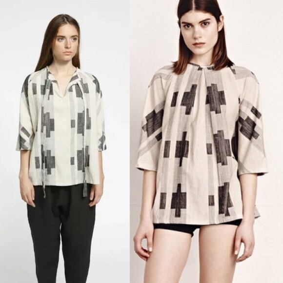 Ace & Jig Beatrice Blouse Top Mural Size M Reversible Cotton Lagenlook Rare $260 - Picture 15 of 16